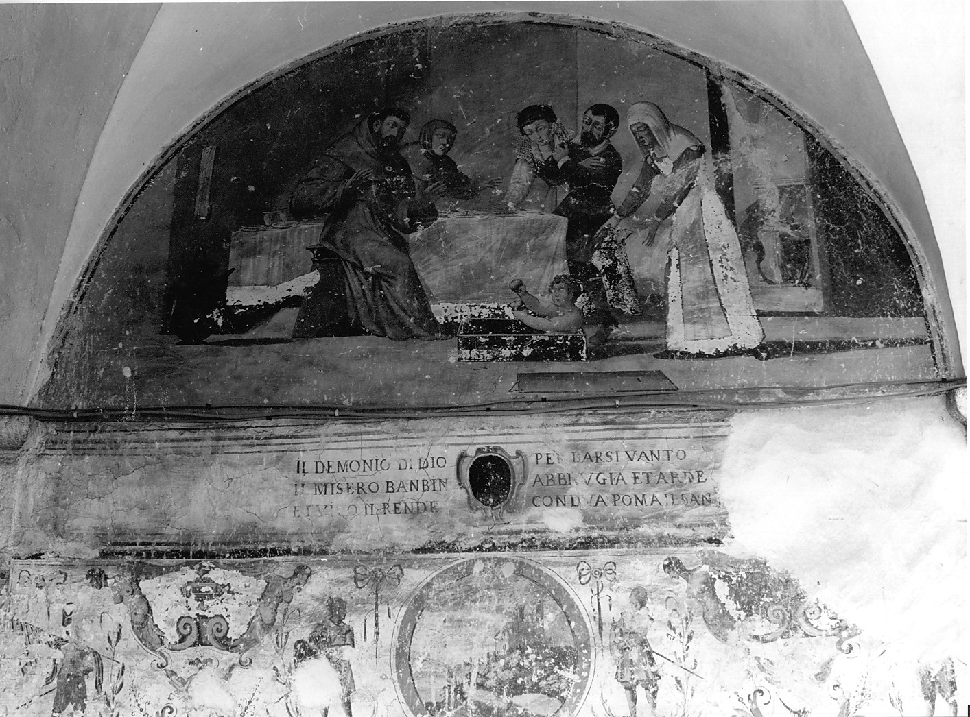 San Francesco d'Assisi allontana la morte da un neonato (dipinto) - manifattura abruzzese (sec. XVII)