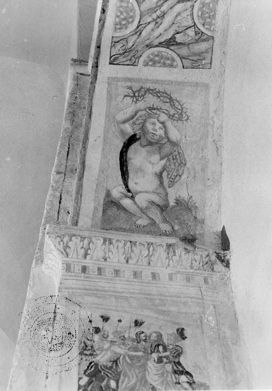 angelo con strumento della Passione: corona di spine (dipinto, serie) - ambito abruzzese (fine/inizio secc. XVII/ XVIII)