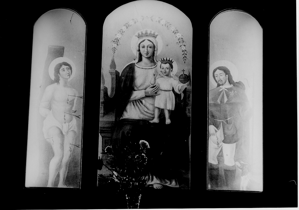 Madonna con Bambino tra San Sebastiano e San Rocco (dipinto, opera isolata) - ambito Italia centrale (prima metà sec. XX)