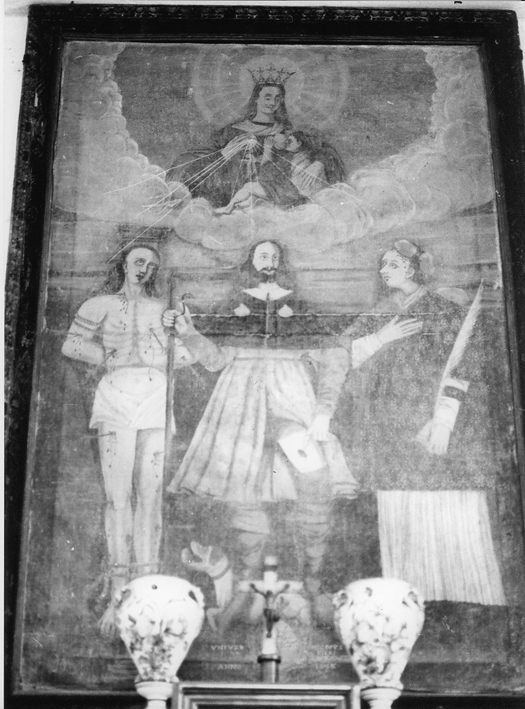 San Rocco, San Giovanni Battista, e Sant'Eusanio (dipinto) - ambito Italia centrale (sec. XVII)
