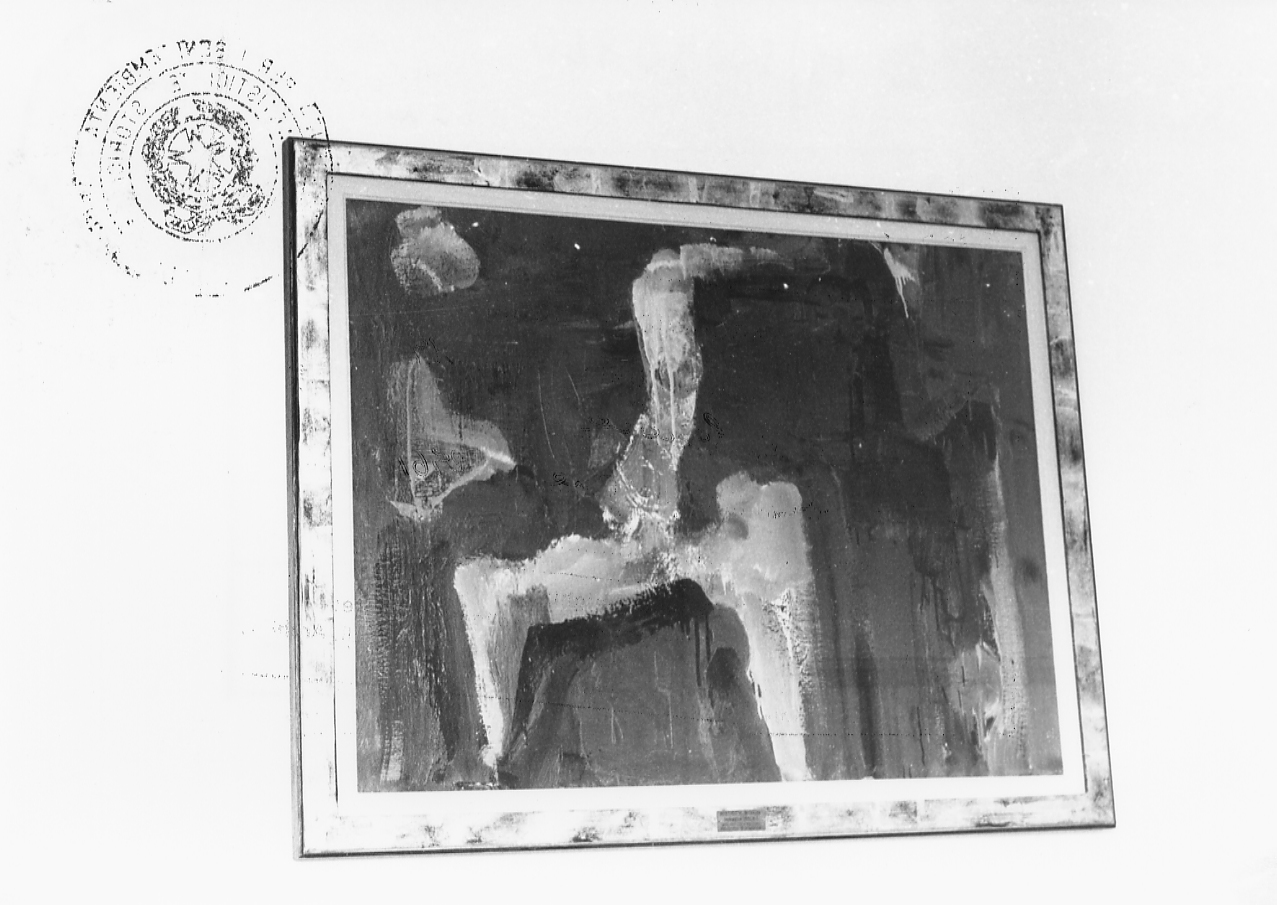 Immagine 1961 n. 1, figura astratta (dipinto) di Misticoni Giuseppe (sec. XX)