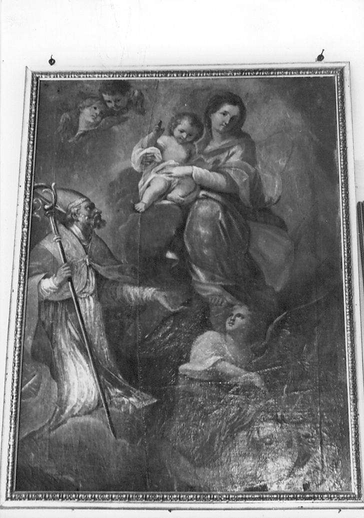 Madonna con Bambino e Santo Vescovo (dipinto) - ambito Italia centrale (sec. XVIII)