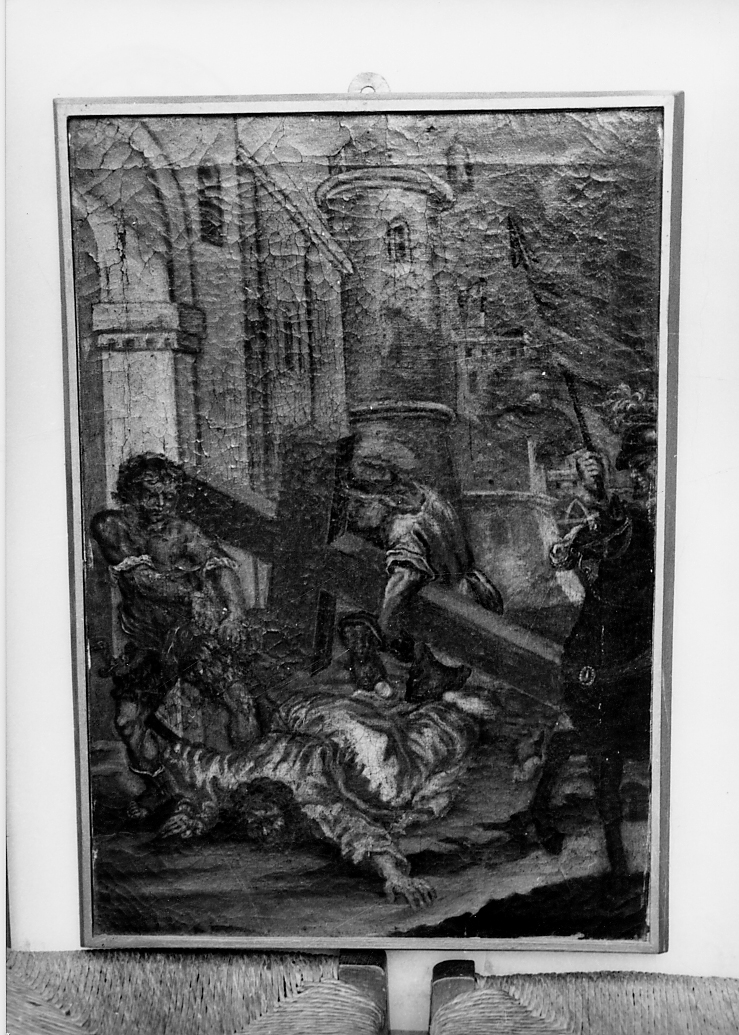 stazione IX: Gesù cade sotto la croce la terza volta (dipinto) - ambito abruzzese (sec. XVIII)