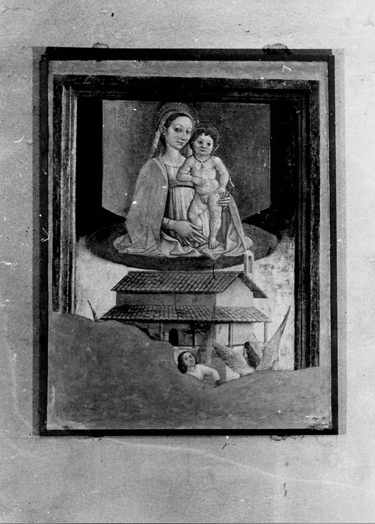 Madonna di Loreto, trasporto della Santa Casa a Loreto (dipinto, opera isolata) di De Litio Andrea (terzo quarto sec. XV)