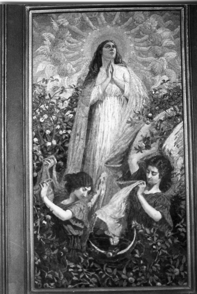 Vergine Immacolata tra angeli, Madonna Immacolata (dipinto, opera isolata) di Cascella Basilio (sec. XX)