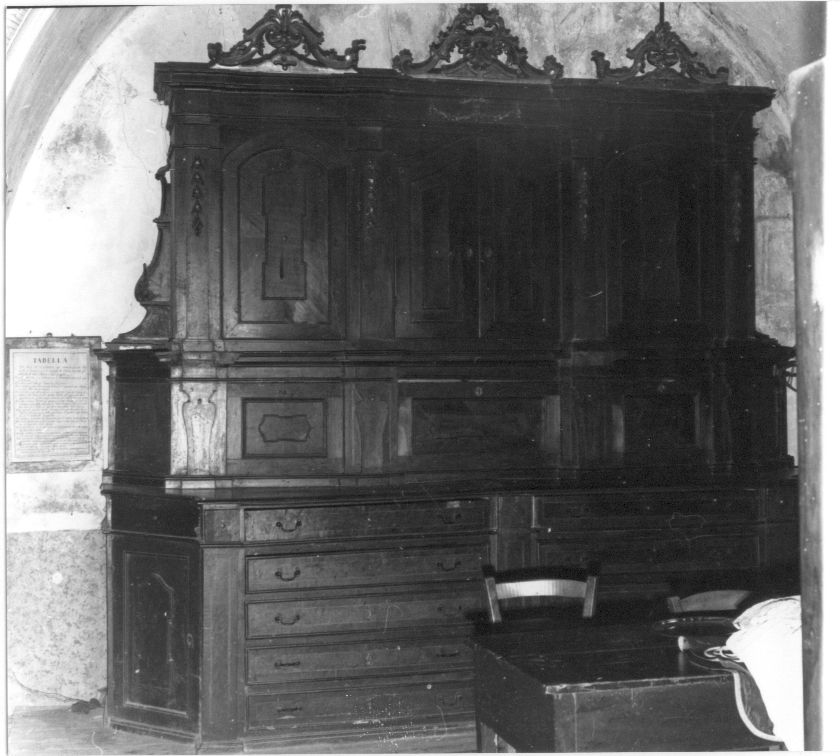 motivi decorativi architettonici e geometrici (armadio da sacrestia, opera isolata) - produzione abruzzese (sec. XVIII)