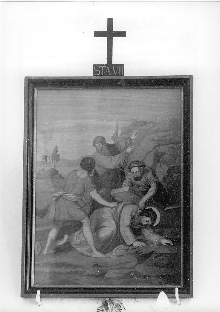 Gesù cade sotto la croce la seconda volta (dipinto) - bottega di Castelli (secondo quarto sec. XX)