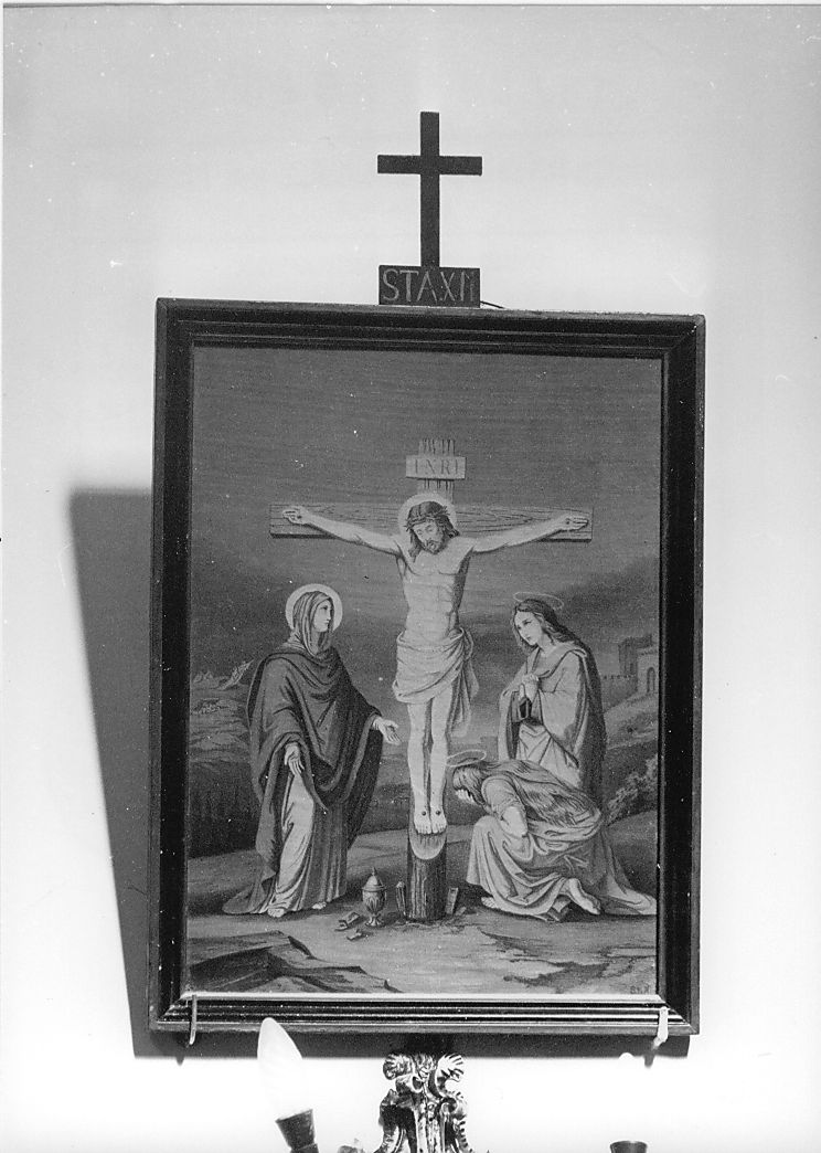 Gesù innalzato e morto in croce (dipinto) - bottega di Castelli (secondo quarto sec. XX)