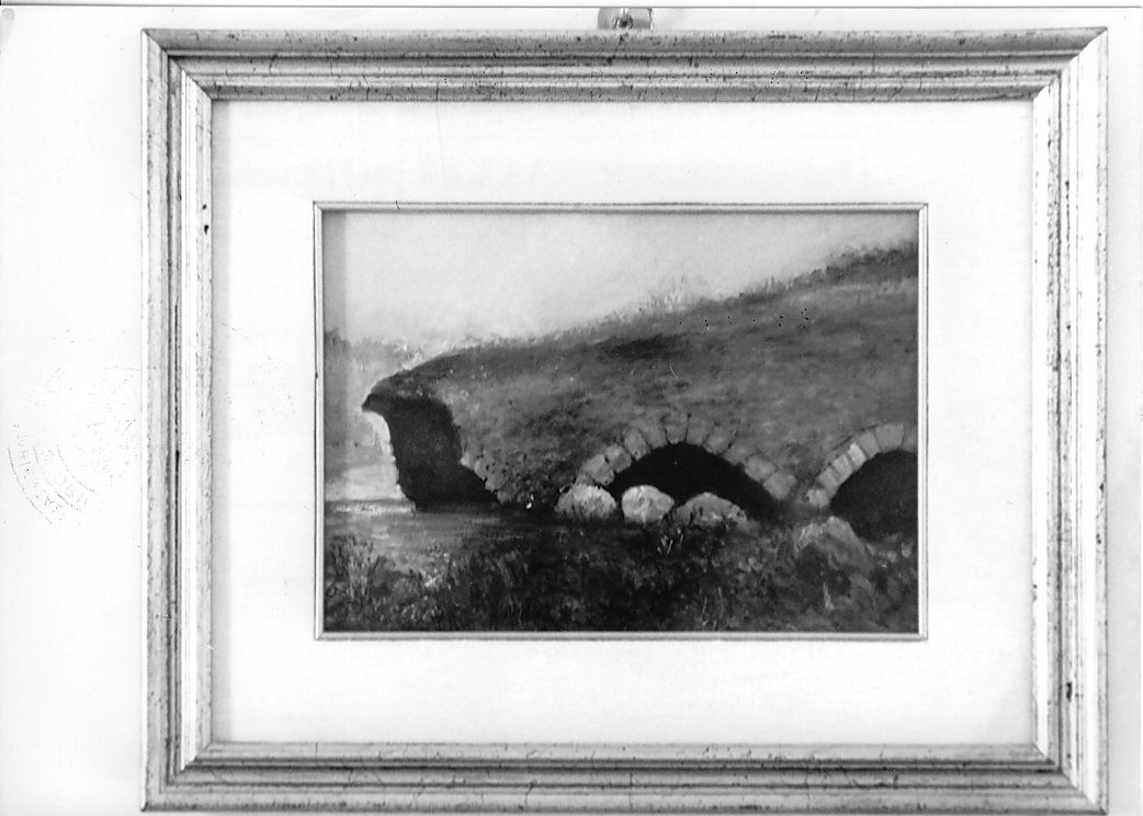 Resto di un ponte romano, paesaggio (dipinto, opera isolata) di Aurini Ernesto (secondo quarto sec. XX)