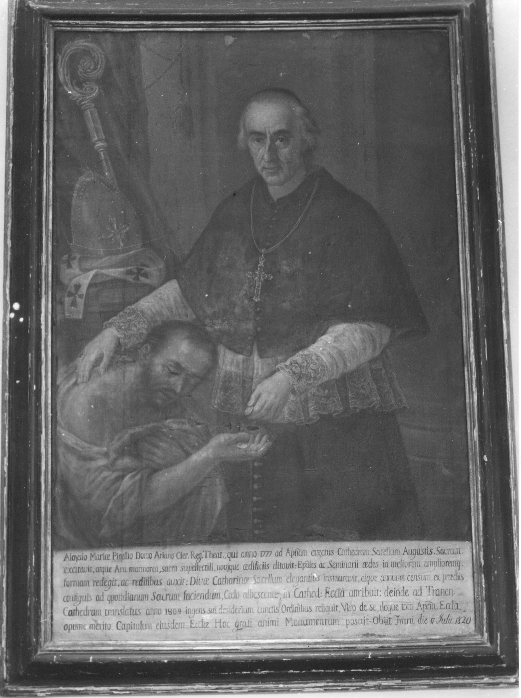 Il vescovo Pirelli fa l'elemosina, ritratto di ecclesiastico (dipinto, opera isolata) - ambito teramano (prima metà sec. XIX)