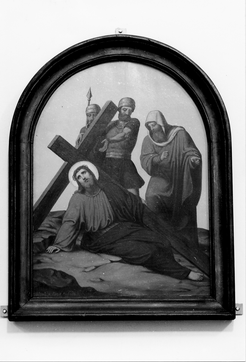 Gesù cade sotto la croce la prima volta (dipinto) - ambito francese (fine sec. XIX)