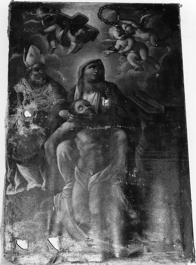 Pietà con Santo vescovo (dipinto) - ambito Italia centrale (sec. XVIII)