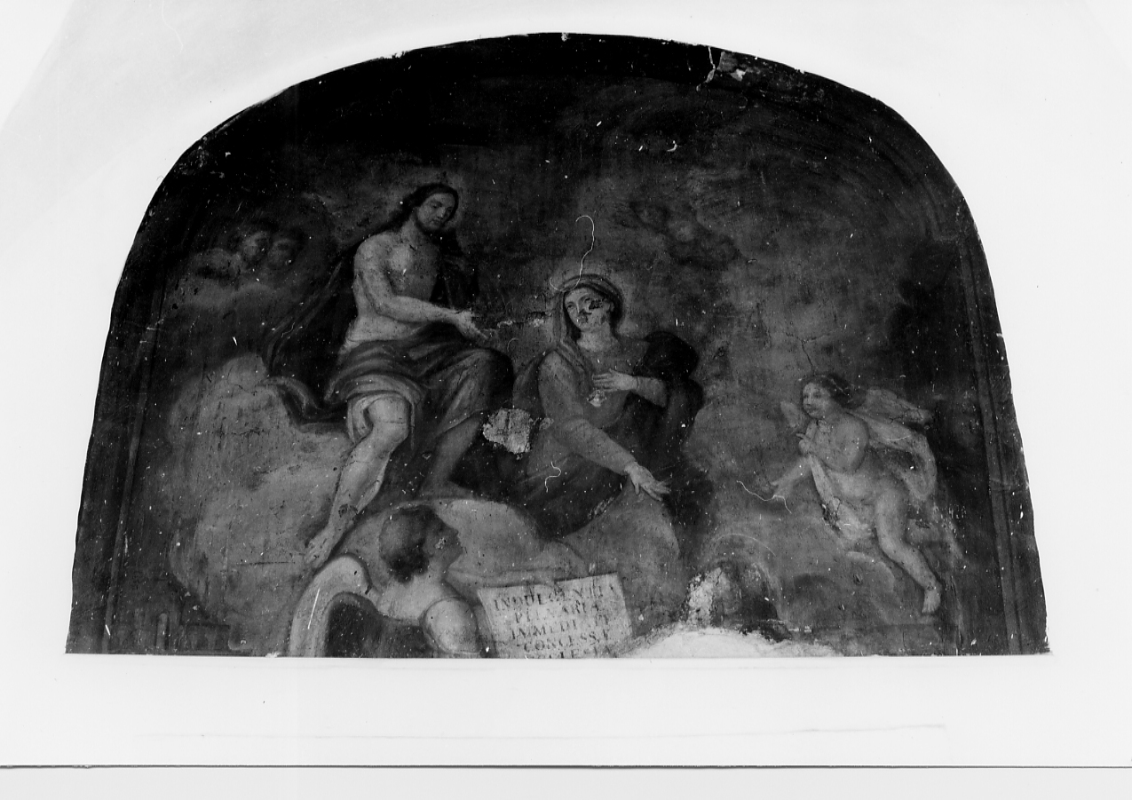 Il Perdono di Assisi, San Francesco implora Gesù e Maria per l'indulgenza plenaria (dipinto, opera isolata) - ambito abruzzese (sec. XVIII)