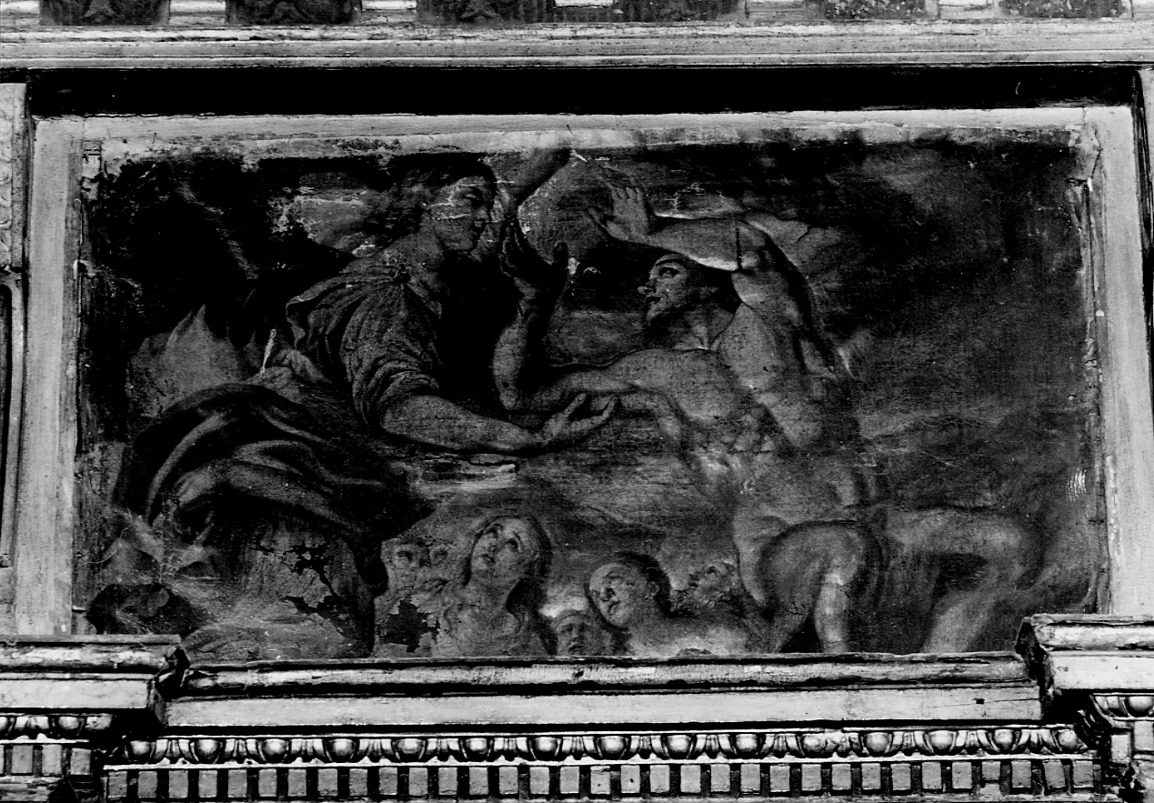 angelo che libera un'anima dal purgatorio (dipinto, elemento d'insieme) - ambito Italia centrale (sec. XVI)