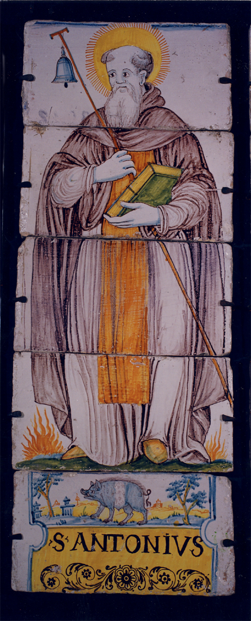 Sant'Antonio Abate (pannello) - manifattura di Castelli (sec. XVII)