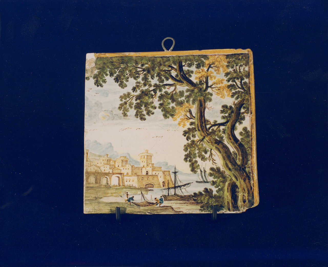 pannello, frammento - manifattura di Castelli (sec. XVIII)