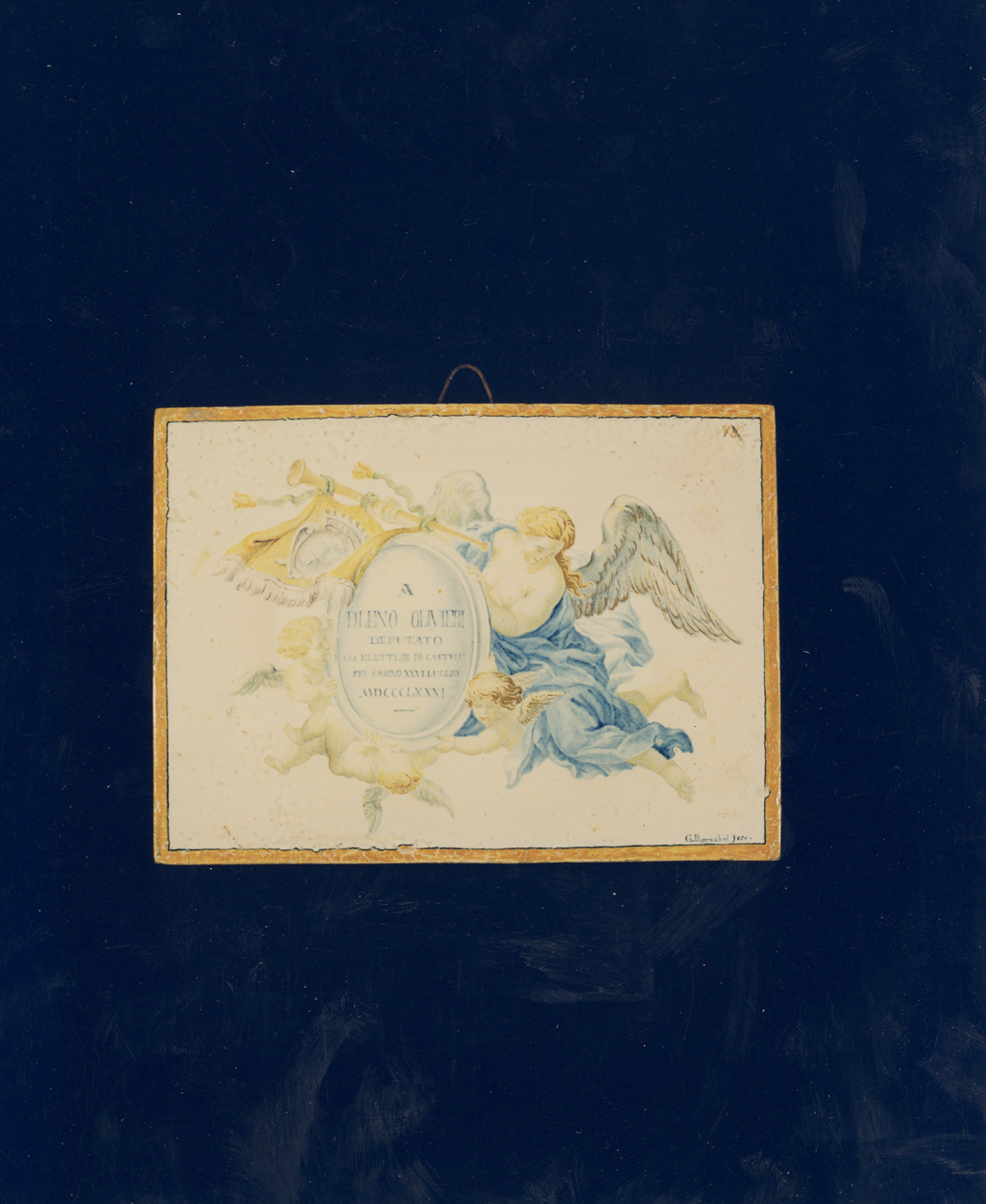 targa di Barnabei Giovanni - manifattura di Castelli (sec. XIX)