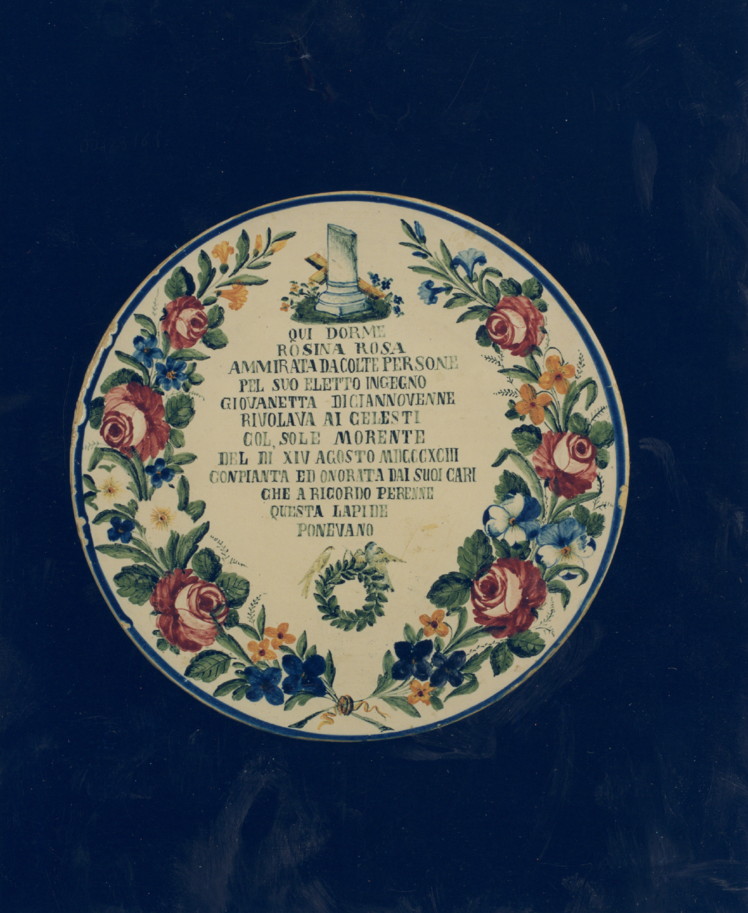 lapide tombale - manifattura di Castelli (sec. XIX)