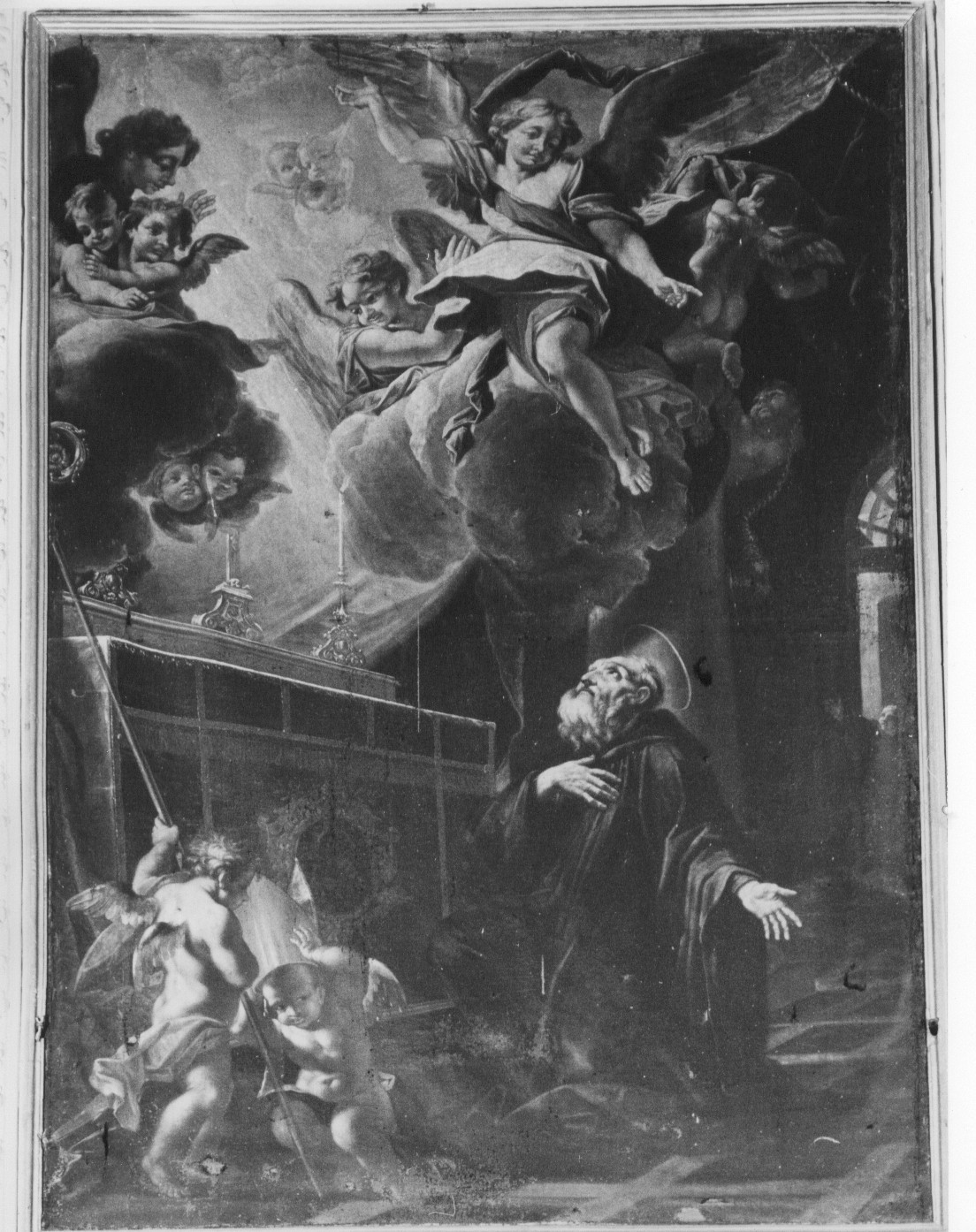 estasi di S.Benedetto (dipinto) - ambito romano (sec. XVII)