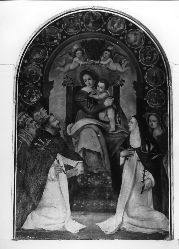 Madonna del Rosario con San Domenico e Santa Caterina da Siena (dipinto) - ambito abruzzese (sec. XVIII)