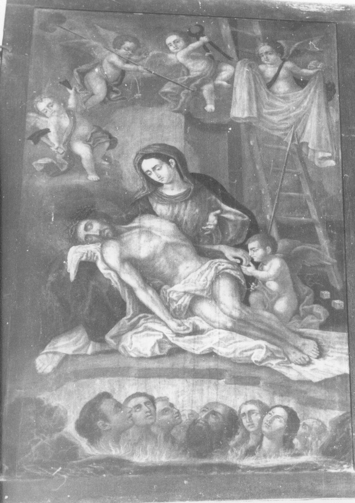 Cristo in Pietà e angioletti con simboli della Passione (dipinto, opera isolata) - ambito abruzzese (sec. XIX)