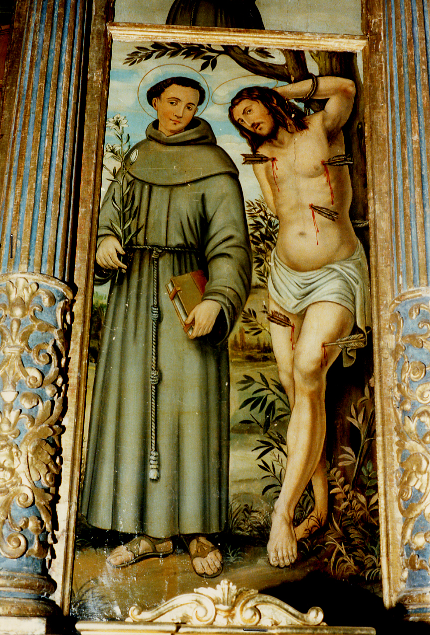 Sant'Antonio di Padova e San Sebastiano (dipinto) - bottega marchigiano-abruzzese (sec. XVI)