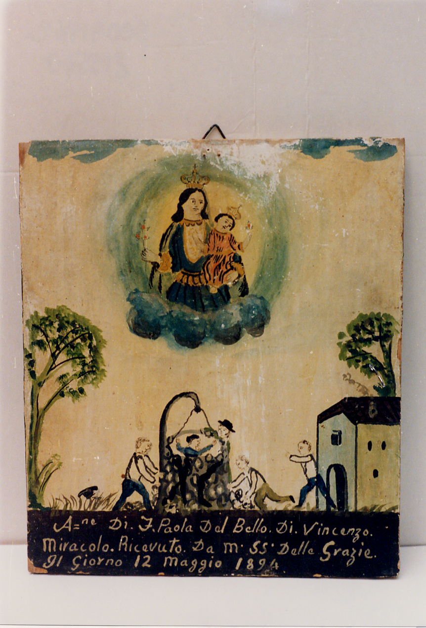 Scene di scampata morte con apparizione della Madonna delle Grazie (ex voto) - ambito abruzzese (sec. XIX)