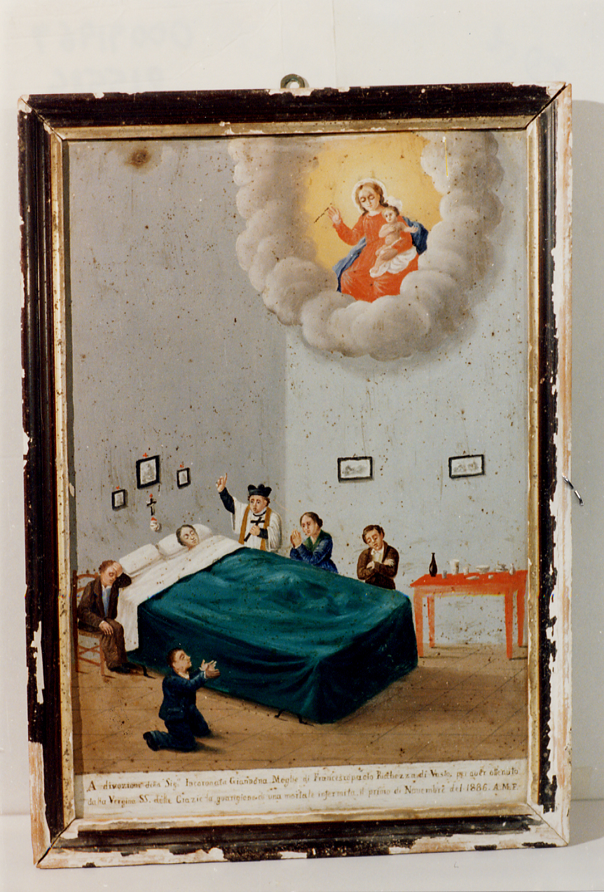 Scene di guarigione con apparizione della Madonna delle Grazie (ex voto) - ambito abruzzese (sec. XIX)