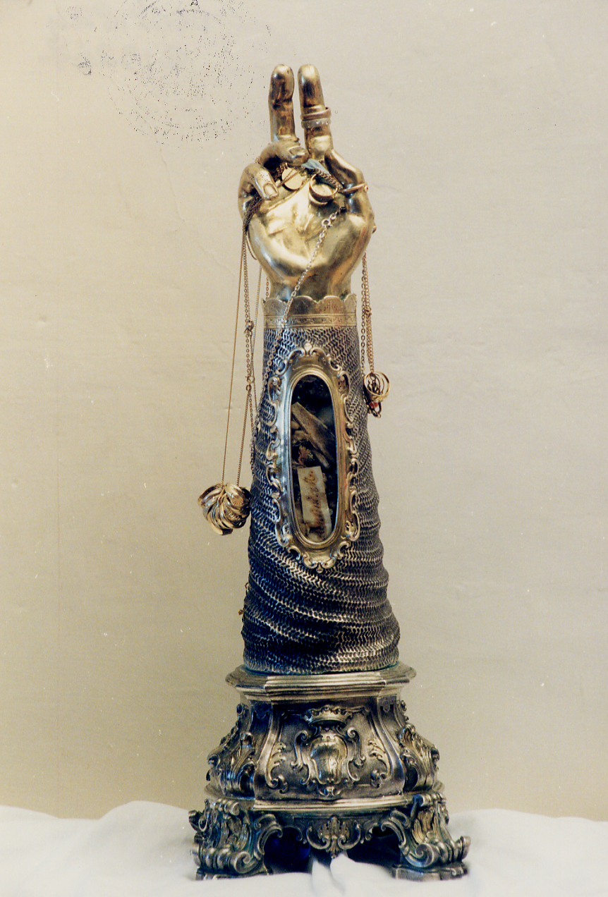 reliquiario antropomorfo - a braccio - bottega napoletana (inizio sec. XVIII)