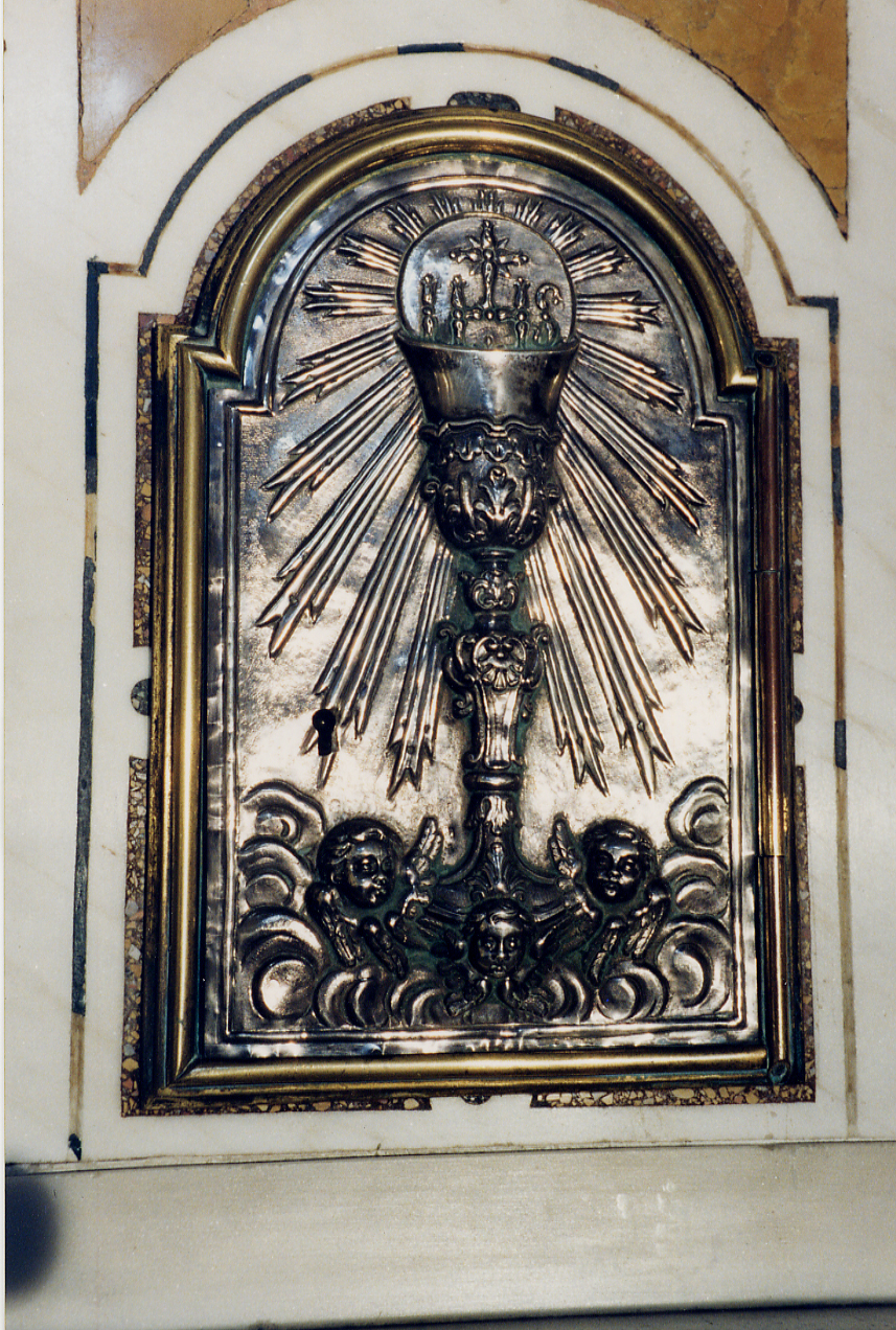 calice eucaristico con teste di cherubino (sportello di tabernacolo) - bottega napoletana (sec. XIX)