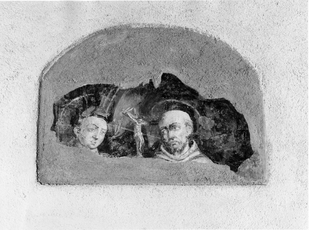 SAN FRANCESCO CON CROCIFISSO E SANTO (dipinto, frammento) - ambito abruzzese (sec. I)