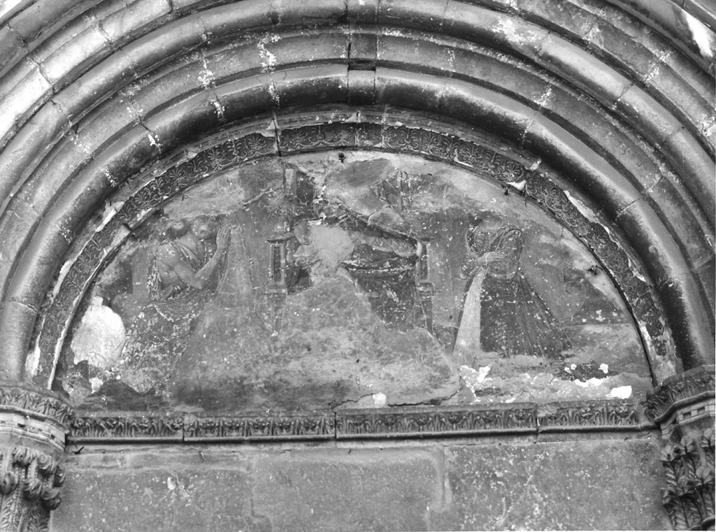 MADONNA CON BAMBINO; SAN GIOVANNI E SANTA GIUSTA (dipinto) - ambito abruzzese (inizio sec. XVI)