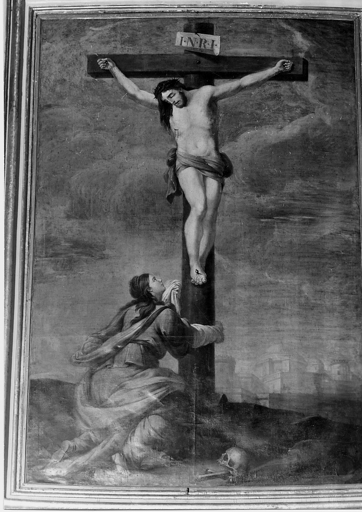 CRISTO CROCIFISSO E SANTA MARIA MADDALENA (dipinto) - ambito napoletano (fine sec. XVII)