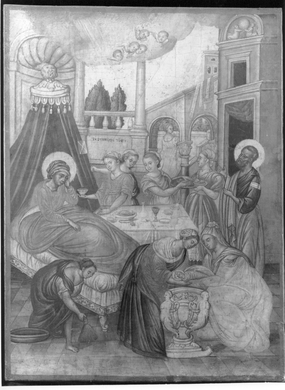 Natività della Madre di Dio, nascita di Maria Vergine (icona) di Karusos Eustathios (attribuito) (terzo quarto sec. XVIII)