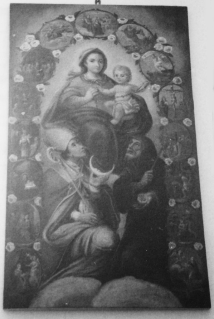 Madonna del Rosario tra S. Donato e S. Francesco di Paola (dipinto) - ambito Italia centrale (fine/inizio secc. XVII/ XVIII)