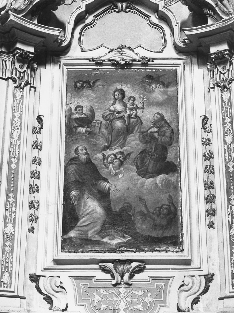 Madonna col Bambino, S. Antonio da Padova, S. Vinceno Ferrer, S. Antonio Abate, e anime purganti, Purgatorio (dipinto) - ambito Italia centrale (fine/inizio secc. XVIII/ XIX)