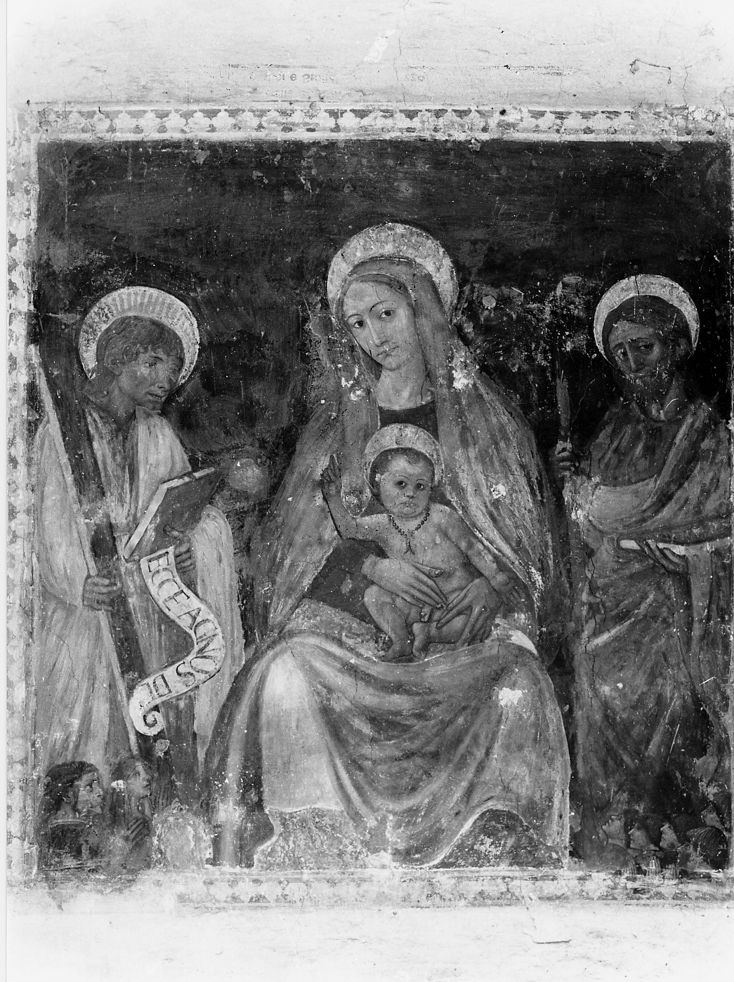 MADONNA CON BAMBINO E SANTI (dipinto) di De Litio Andrea (attribuito) (seconda metà sec. XV)