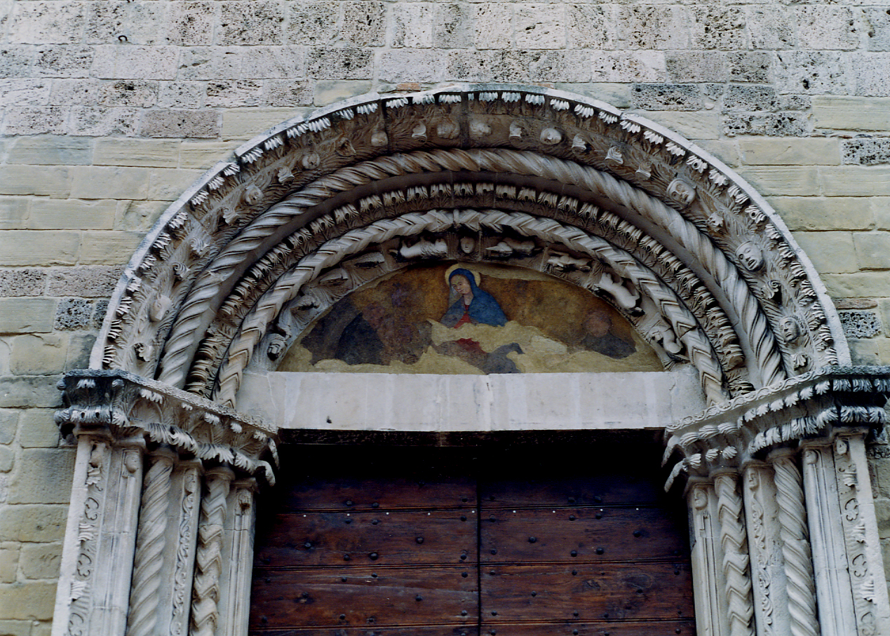 MADONNA CON BAMBINO E SANTI (dipinto, elemento d'insieme) - ambito marchigiano (prima metà sec. XV)