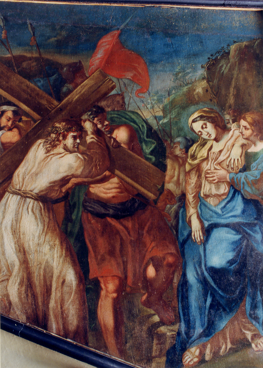 CRISTO CARICATO DELLA CROCE (dipinto, ciclo) - ambito napoletano (seconda metà sec. XVII)