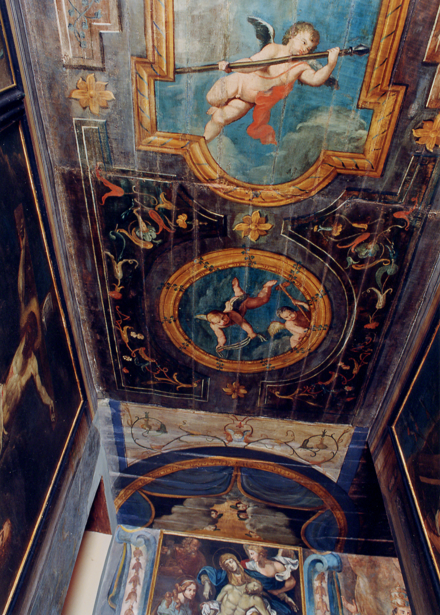 ANGIOLETTI CON SIMBOLI DEL MARTIRIO (soffitto dipinto) di Baldati Vincenzo (attribuito) (sec. XVIII)