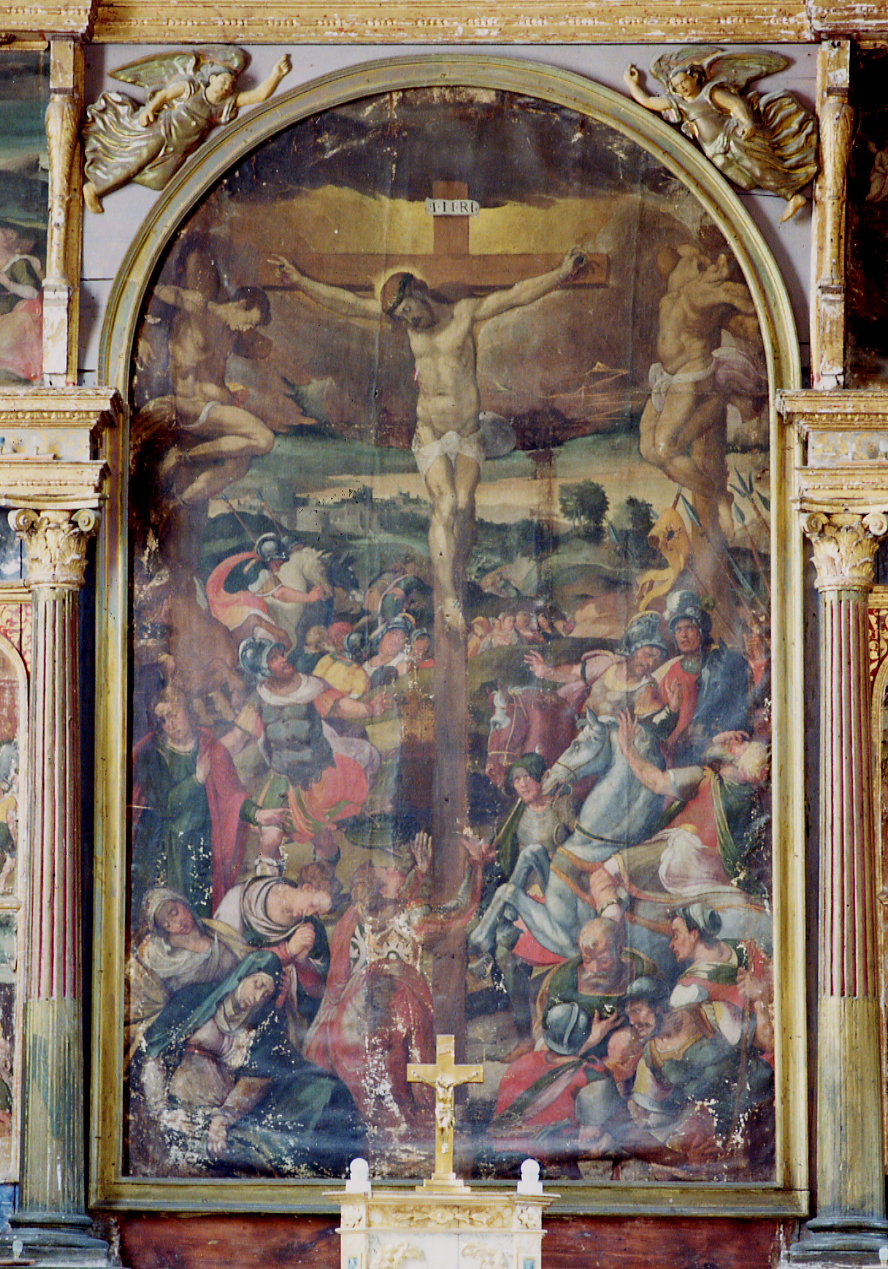 CROCIFISSIONE DI CRISTO (pala d'altare) - ambito abruzzese (secc. XVI/ XVII)