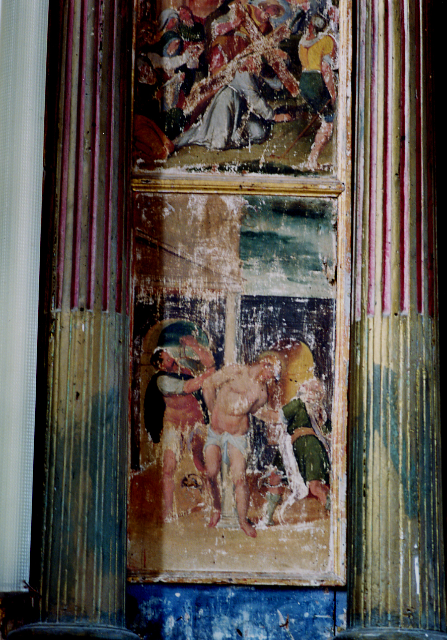 FLAGELLAZIONE DI CRISTO (scomparto di polittico) - ambito abruzzese (secc. XVI/ XVII)