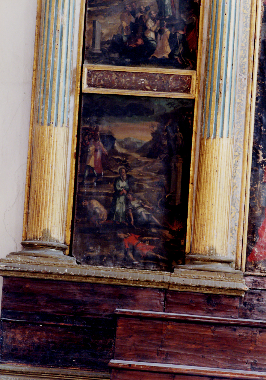 EPISODIO DELLA VITA DI UN SANTO (scomparto di polittico) - ambito abruzzese (secc. XVI/ XVII)