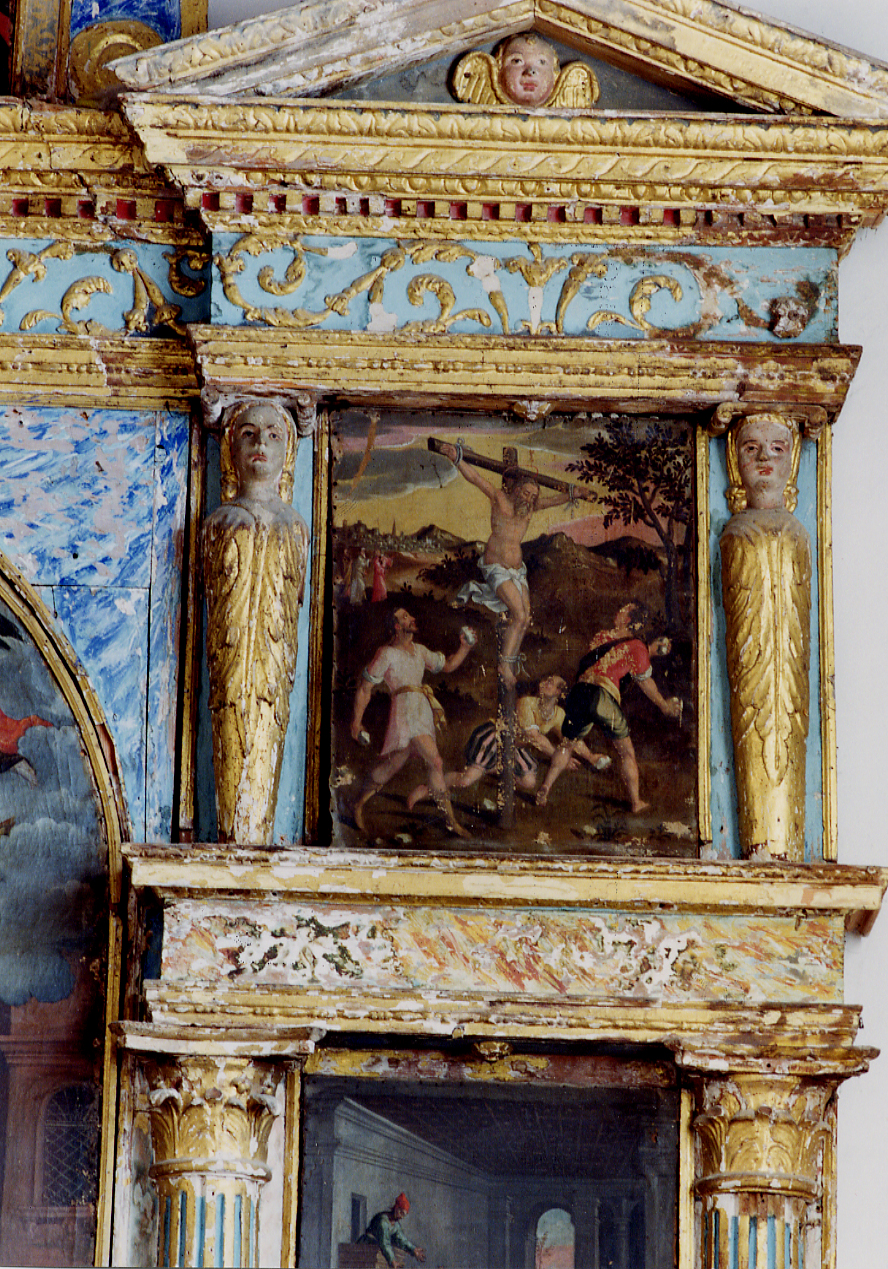 EPISODIO DELLA VITA DI UN SANTO (scomparto di polittico) - ambito abruzzese (secc. XVI/ XVII)