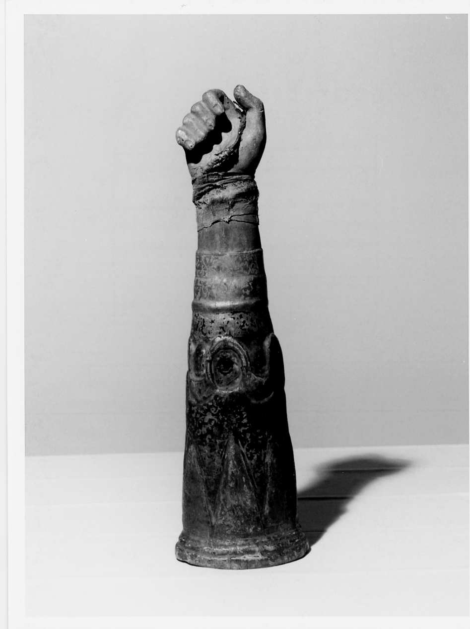 reliquiario antropomorfo - a braccio - bottega italiana (secc. XV/ XVI)