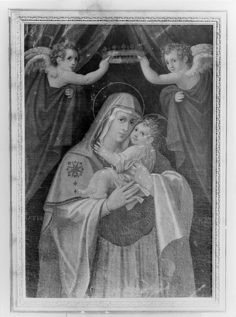 Madonna con Bambino e angeli reggicorona (dipinto) - ambito Italia centrale (sec. XVIII)