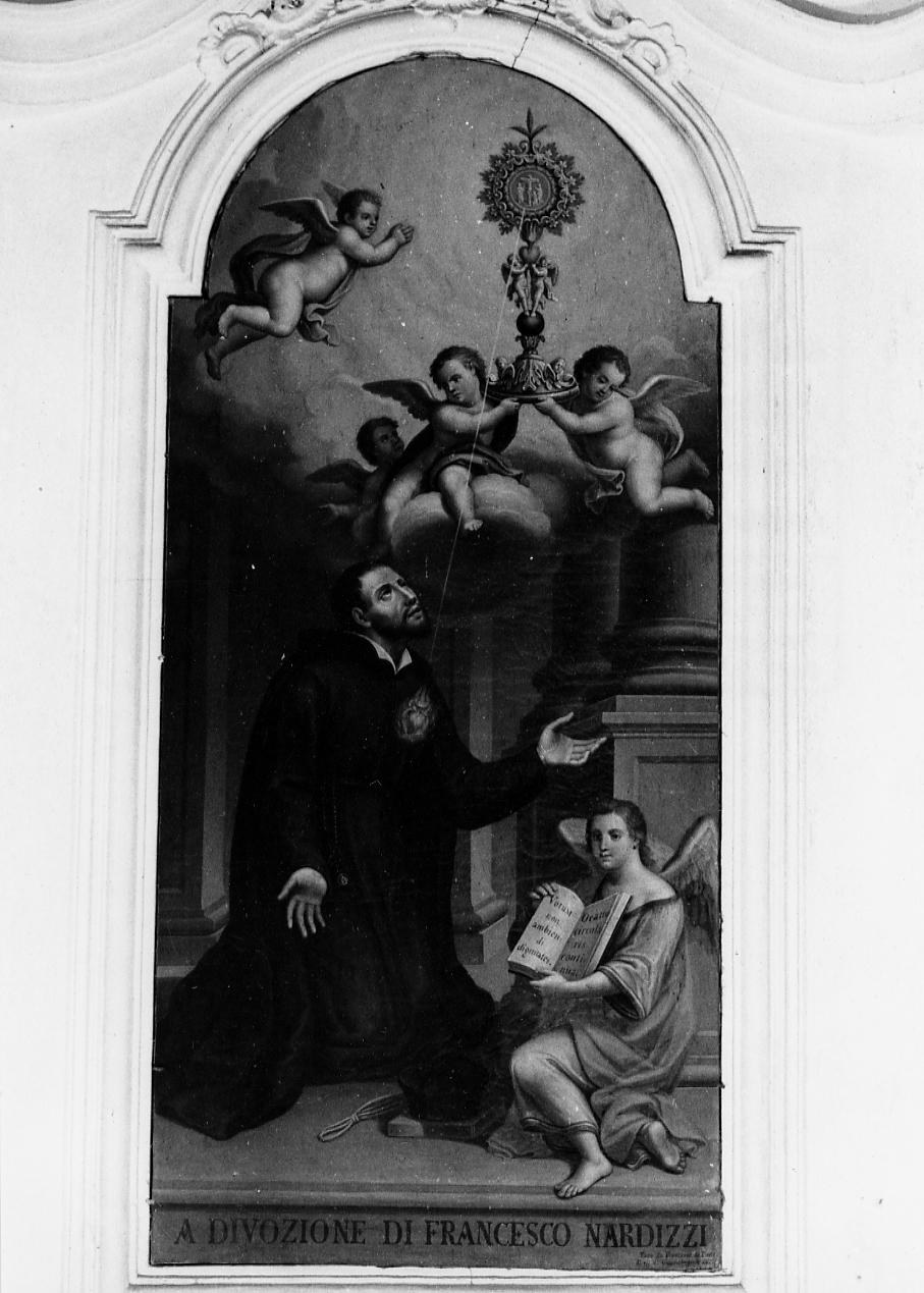 SAN FRANCESCO CARACCIOLO IN ADORAZIONE DELL'OSTENSORIO (dipinto, opera isolata) di De Benedictis Francesco Maria (attribuito) (sec. XIX)