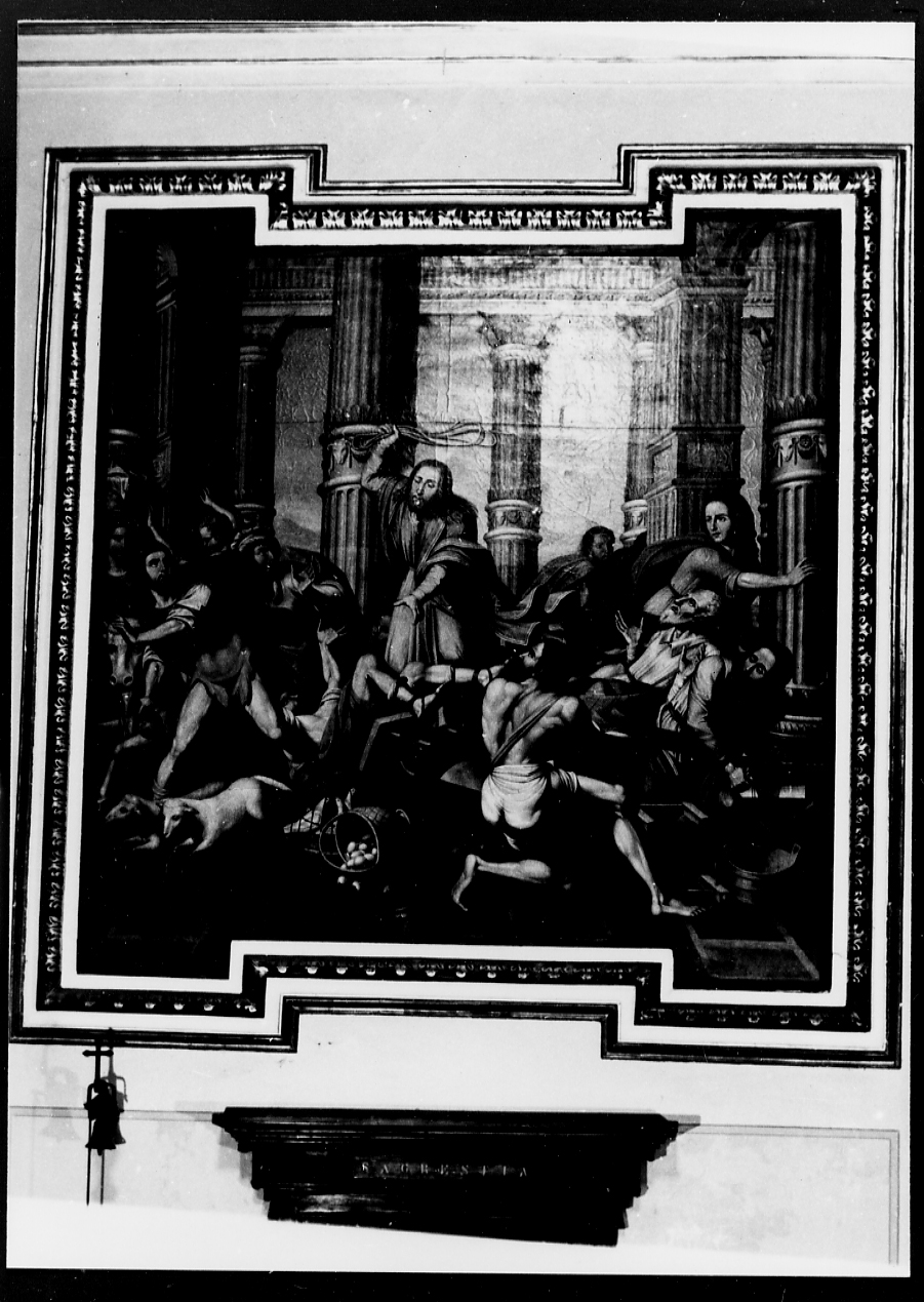 CRISTO CACCIA I MERCANTI DAL TEMPIO (dipinto, ciclo) di De Benedictis Francesco Maria (sec. XIX)