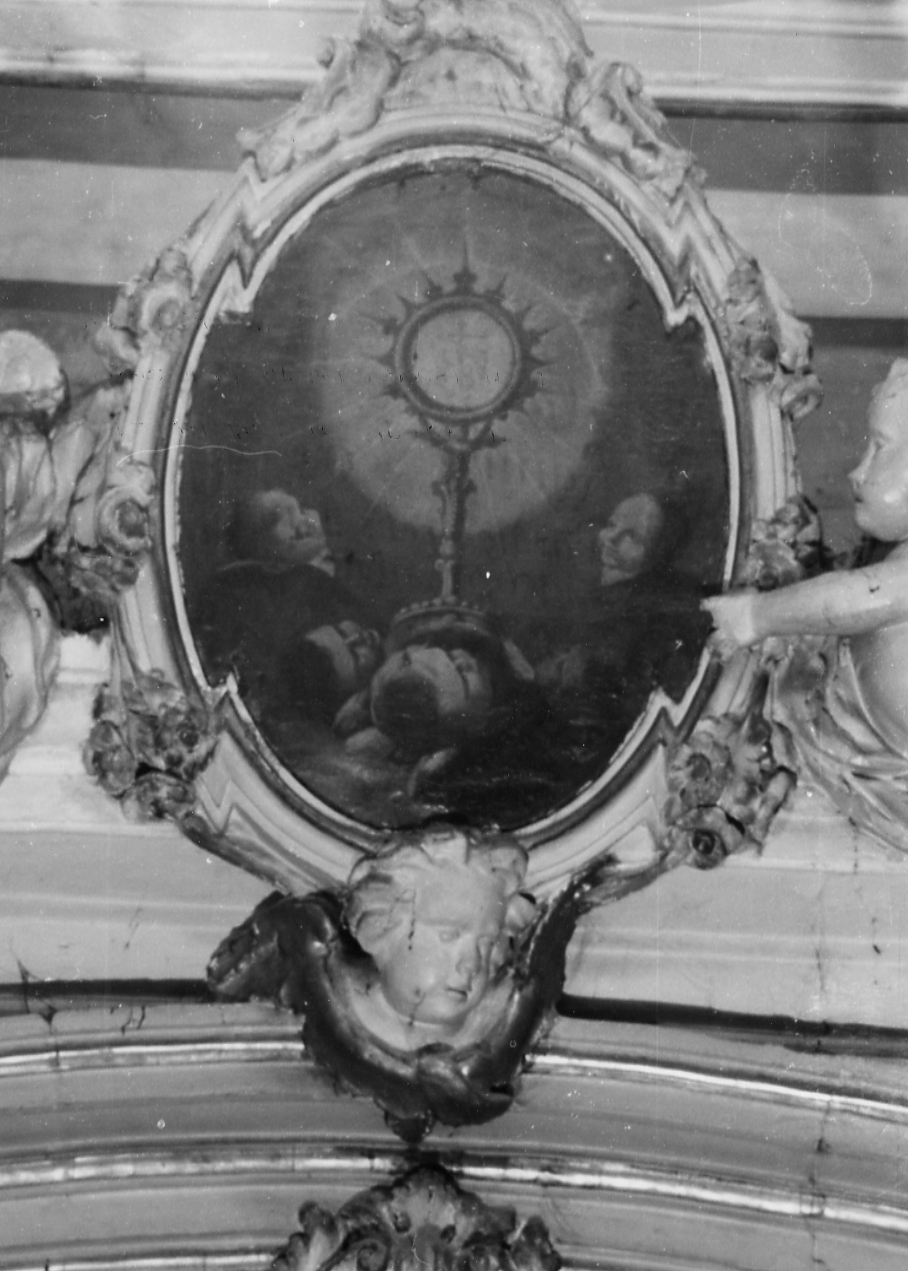 CHERUBINI CHE ADORANO IL CALICE EUCARISTICO (dipinto, opera isolata) - ambito abruzzese (sec. XVIII)