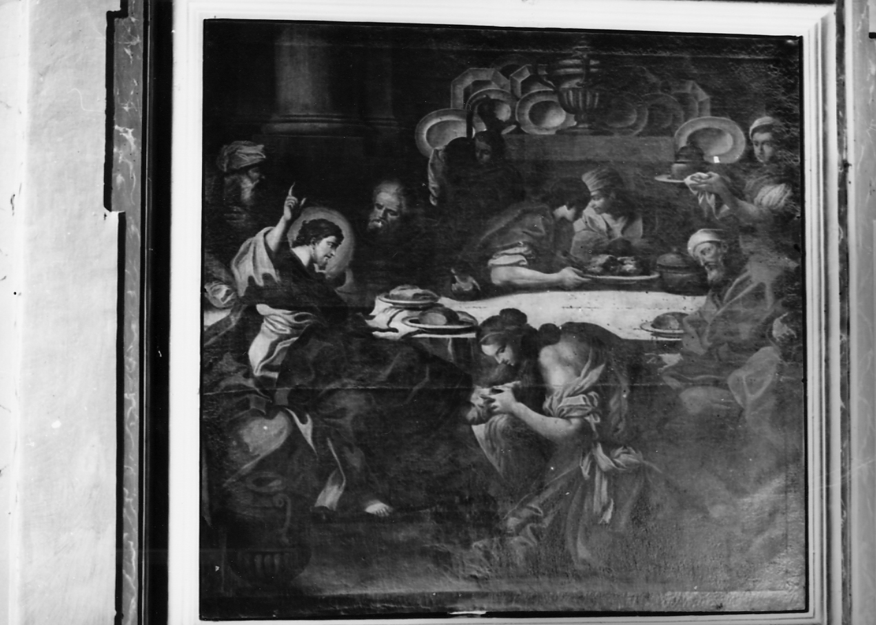 CRISTO IN CASA DI SANTA MARTA E SANTA MARIA MADDALENA (dipinto, opera isolata) - bottega napoletana (sec. XVIII)